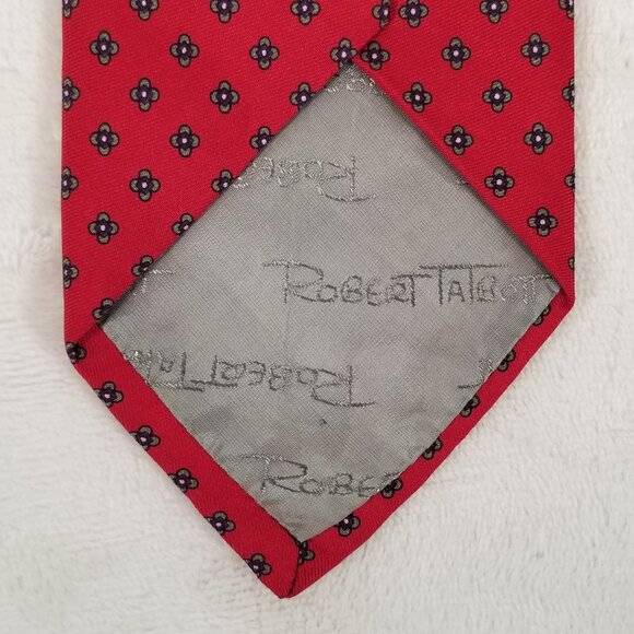Robert Talbott Hand Sewn Silk Printed in Italy Made in USA W 3 3/8 by L 57 Red - Picture 6 of 11